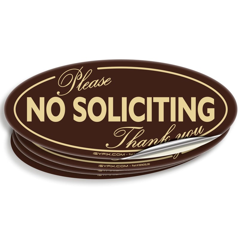 iSYFIX No Soliciting Sign Sticker for House, Home & Business - 4 Pack 7 x 3 inch - Premium Self-Adhesive Vinyl, Laminated for Ultimate UV, Weather, Scratch, Water and Fade Resistance, Indoor & Outdoor - Image 1